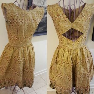 Gold Cotton Print Dress